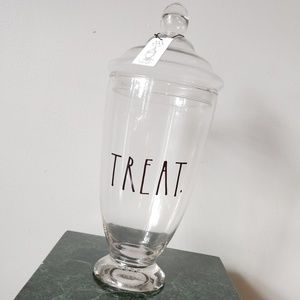 Rae Dunn TREAT Clear Glass Halloween Candy Jar
